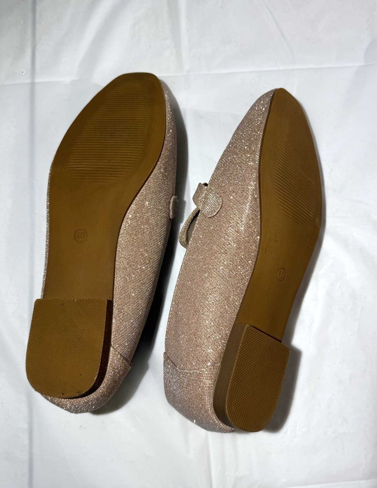 Fever Sole Gold Glitter Metal Bit Slip-On Loafer Flats for Women
