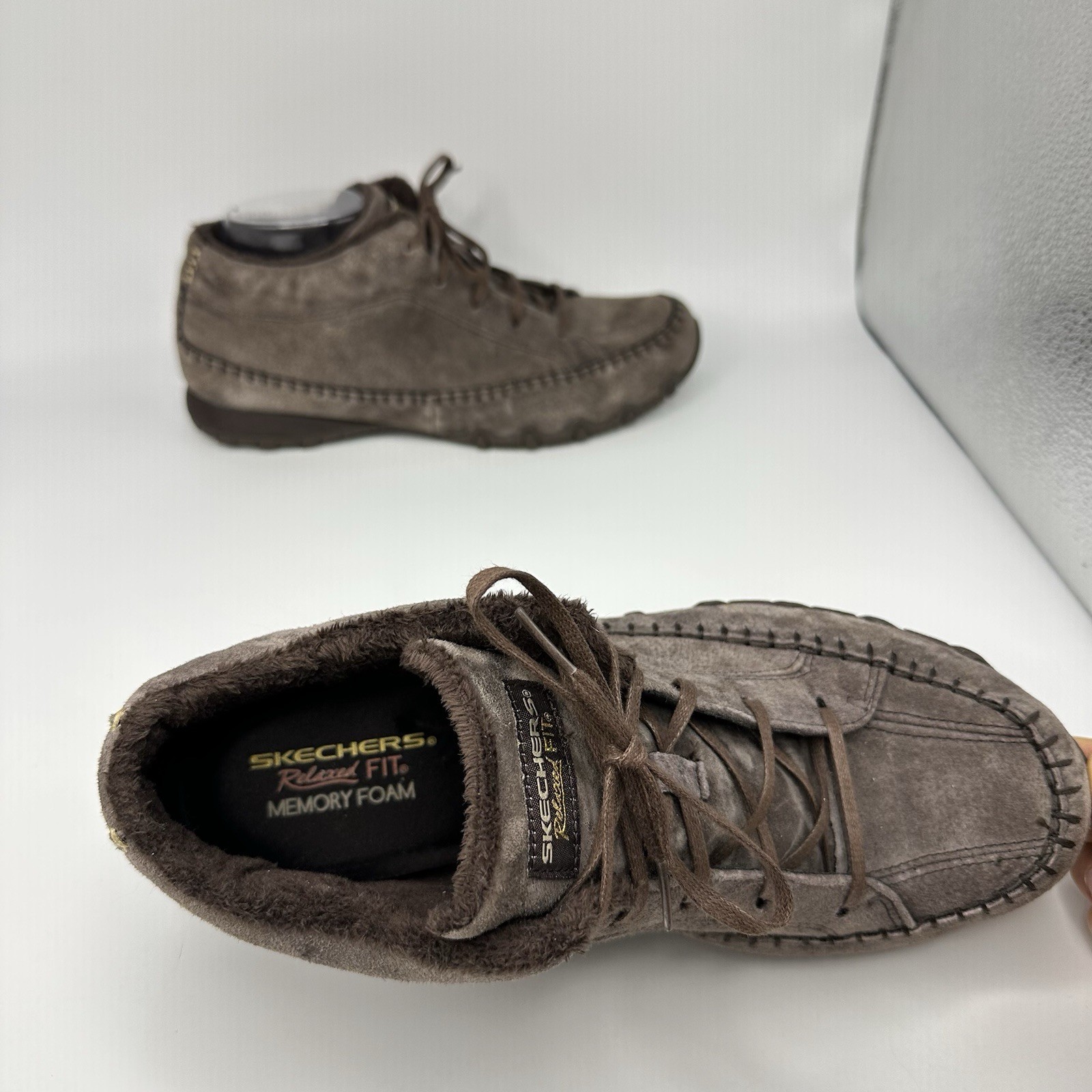 Skechers Bikers Totem Pole Women 11 Brown Suede Faux Fur Chukka Boot 49013
