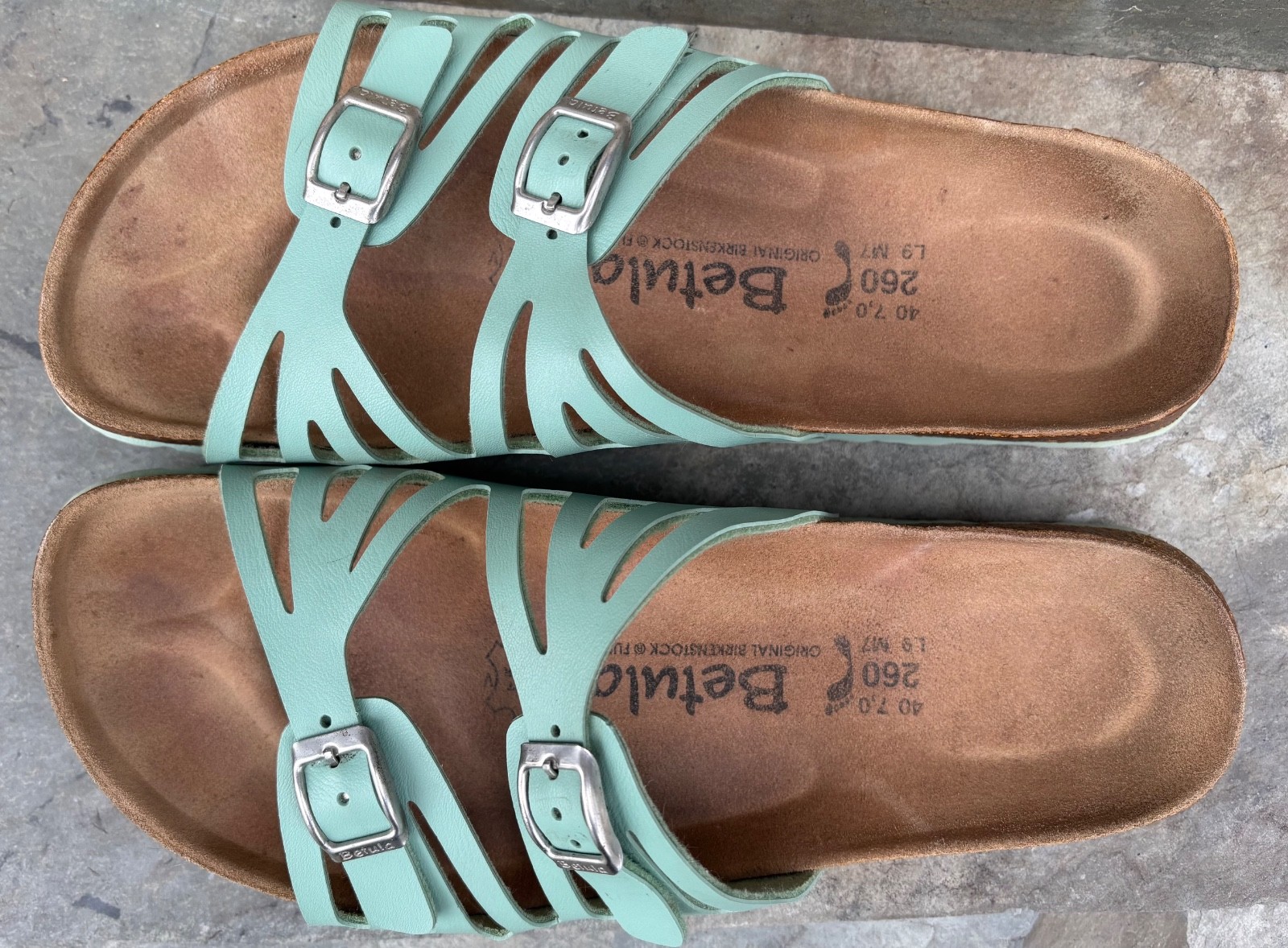 BETULA x Birkenstock GRANADA (40/9-N) Seafoam Green Birkoflor Sandals Slides
