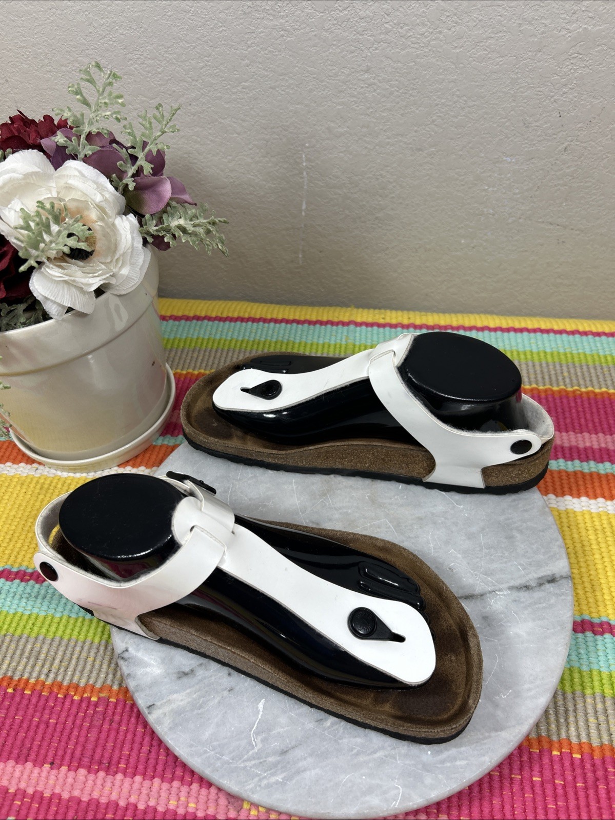 Birkenstock Gizeh White Kairo Thong T Straps Sandals Women’s Size EU 39 US 8/8.5