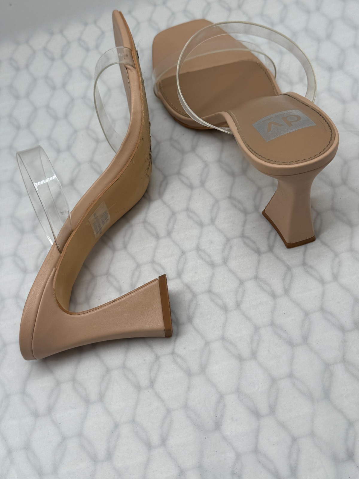 Dolce Vita Yorke Mule Womens US 9 Nude Clear Strap Block Heel Slip On Shoes