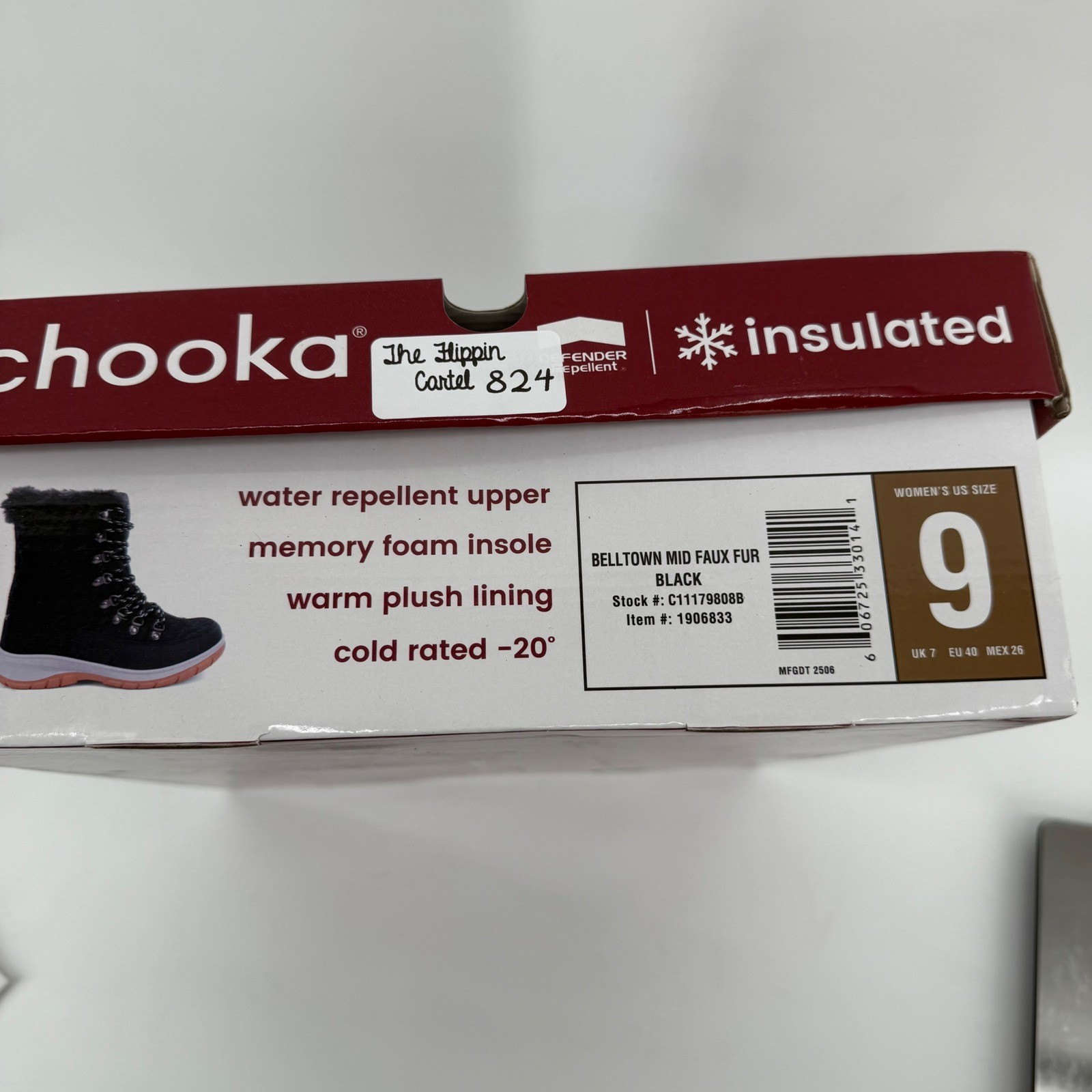 Chooka Belltown Mid Faux Fur Black Winter Snow Boots Insulated Womens 9 NEW