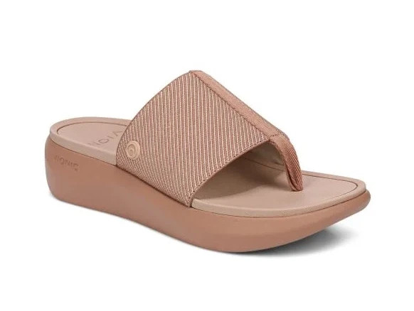 VIONIC Beach Aqua Platform Toe Post Sandal Mocha Mousse Color, New, All Size