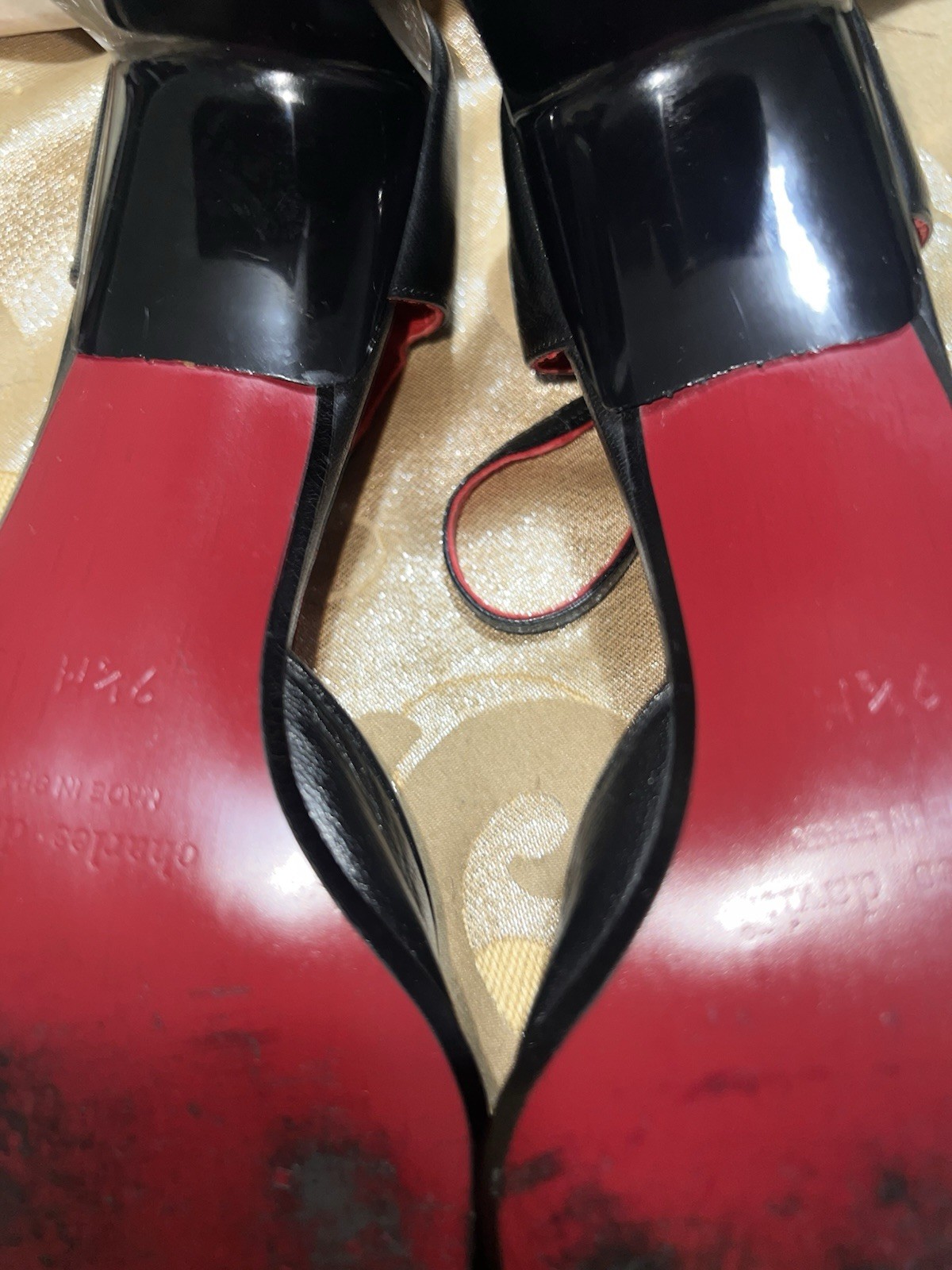 Charles David Vintage Black Leather D’Orsay Square Toe Block Heels Sz 9.5