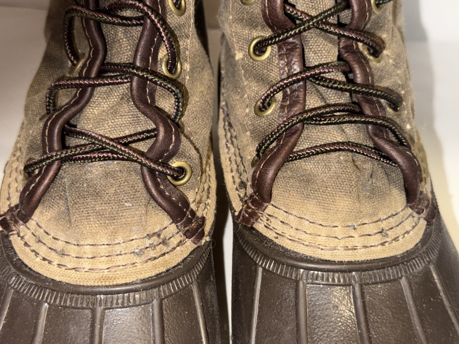 LL Bean Waxed Canvas Duck Boots Women’s 8 Maine Hunting USA Lace Up Waterproof
