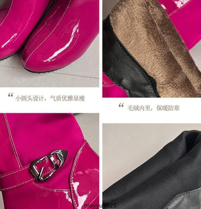 Hidden Wedge Heel Pointy Toe Casual Womens Pull On Buckle Shiny Shoes Oversize
