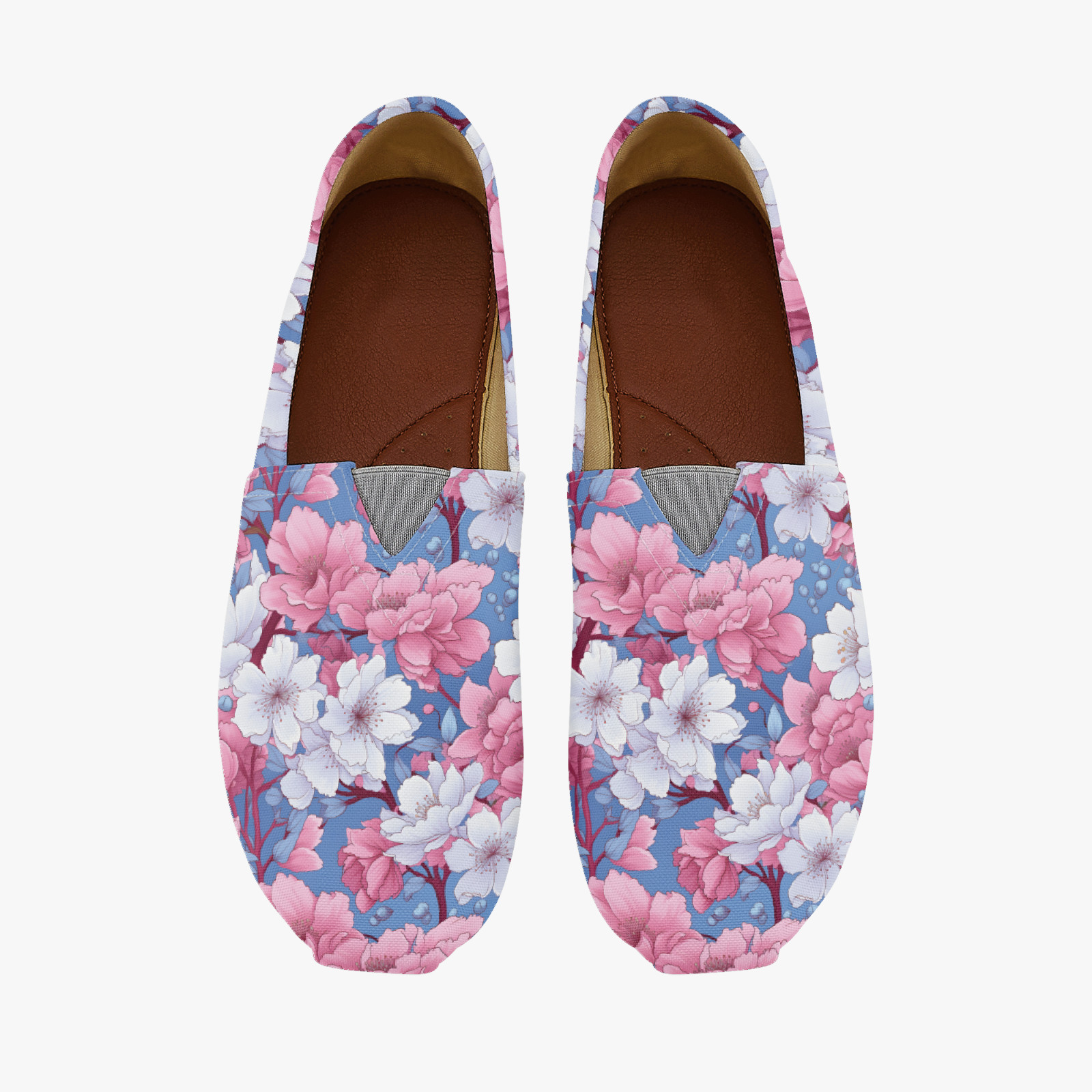 Japanese Cherry Blossom Slipons Ballerina Flat Pink Blue White Flower Comfy Shoe