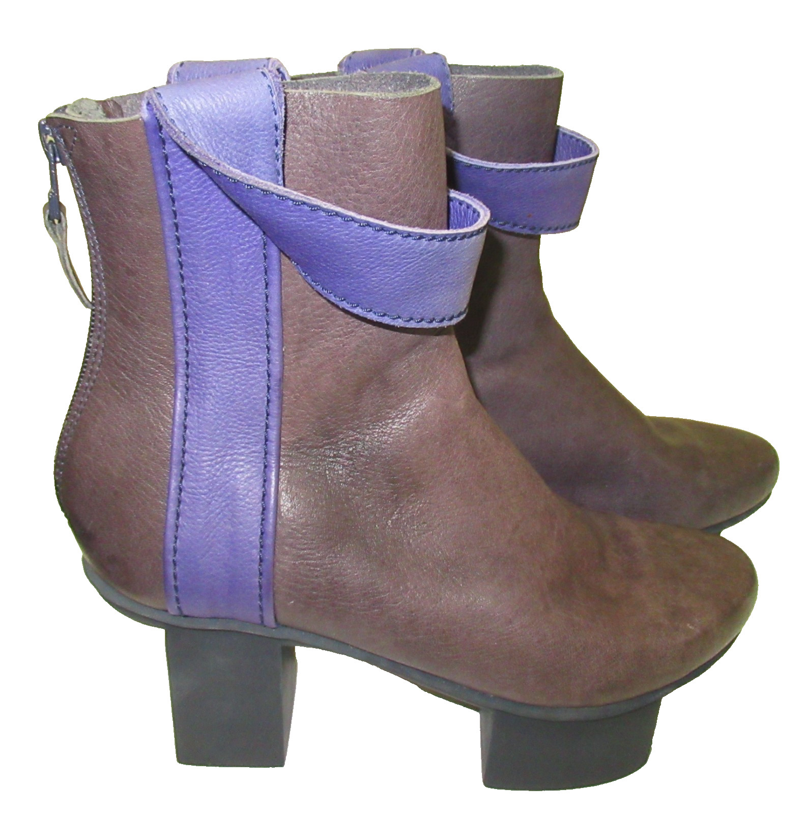 From Germany: TRIPPEN Leather Black Ankle Boots with Blue Detailing, 37 (6 1/2)