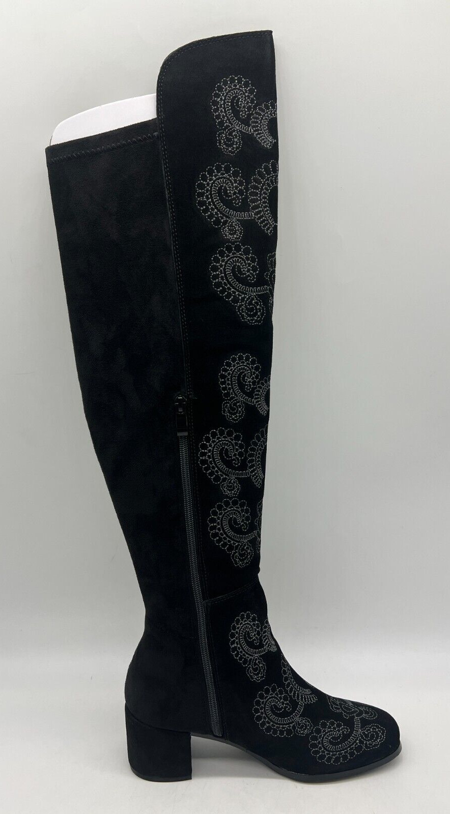 Sbicca Chenoa Black Over The Knee Boots Size 7.5 Embroidery Textile & Leather