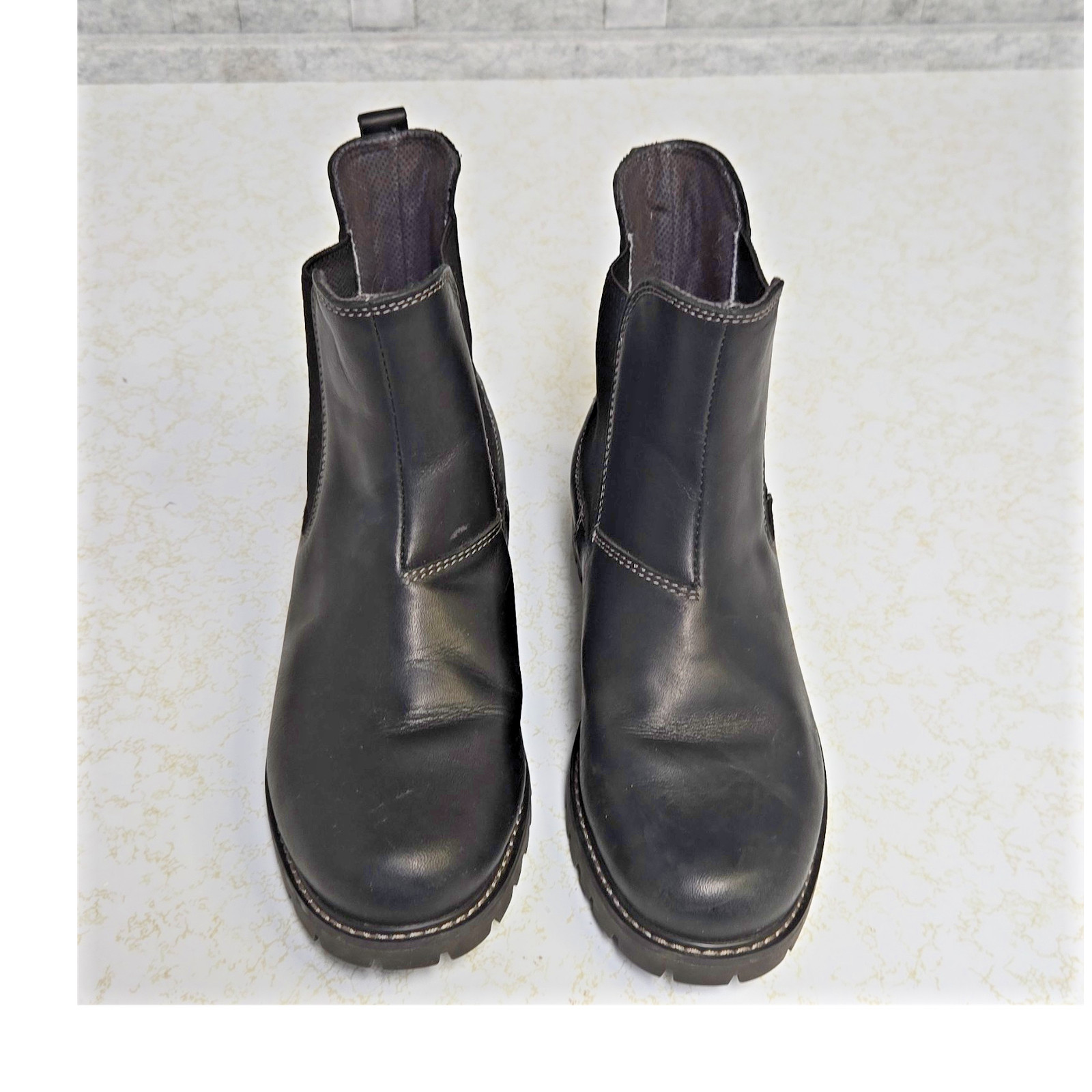 Eastland Ida Black Leather Chelsea Boots Pull On Memory Foam Women’s 7 EUR 37.5