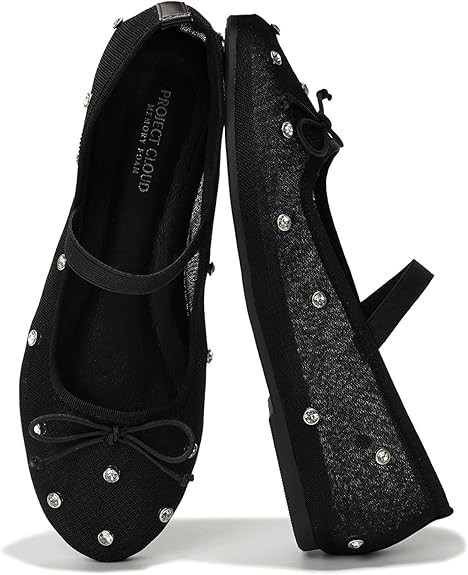 Project Cloud Amity Ballet Flats for Women, Black, 8