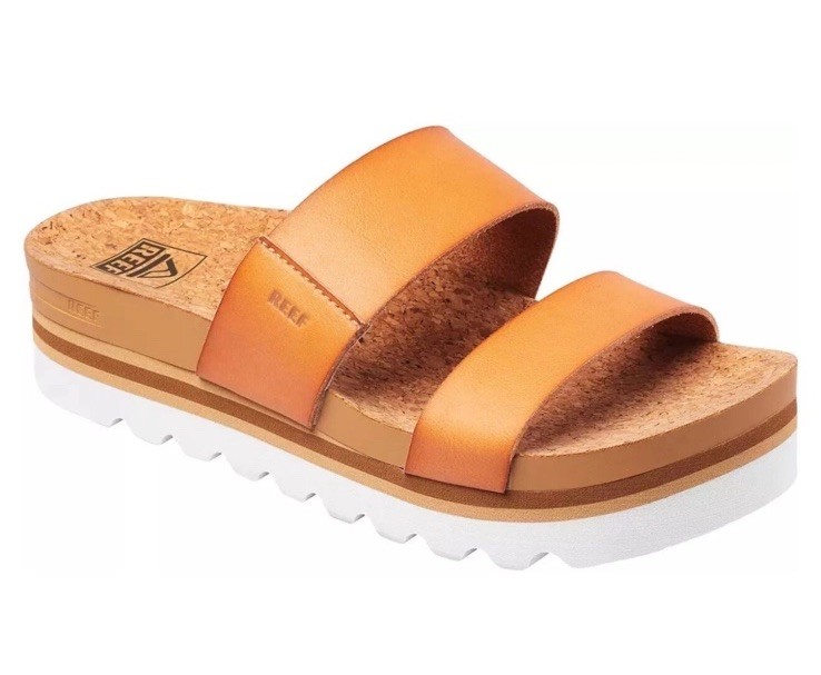 Reef Women’s Sizes Cushion Vista Hi Slip-on Sandal Natural Brown New