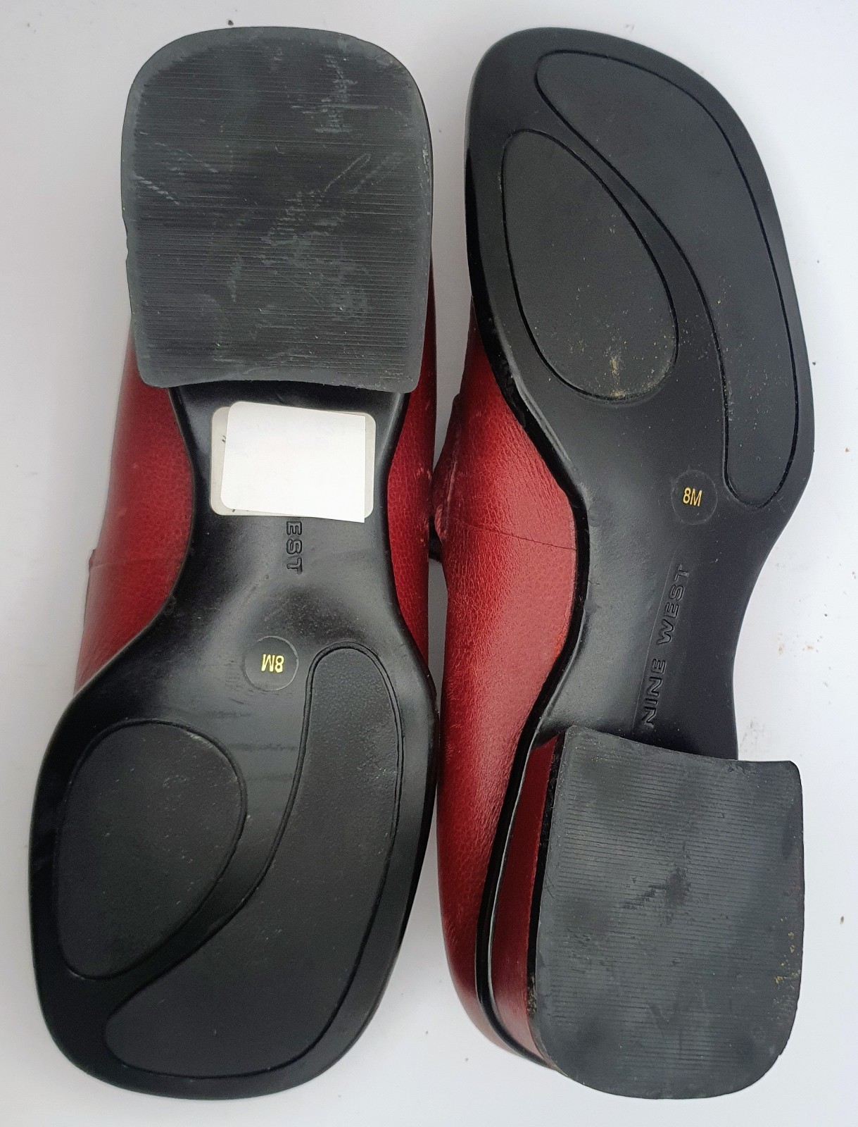 Nine West Penny Loafers Womens 8M Red Leather Block Heel Square Toe Classic VTG
