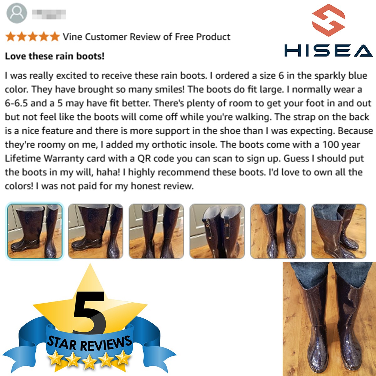 HISEA Women’s Knee High Rain Boots Waterproof Wellies Non-Slip Garden Work Boots