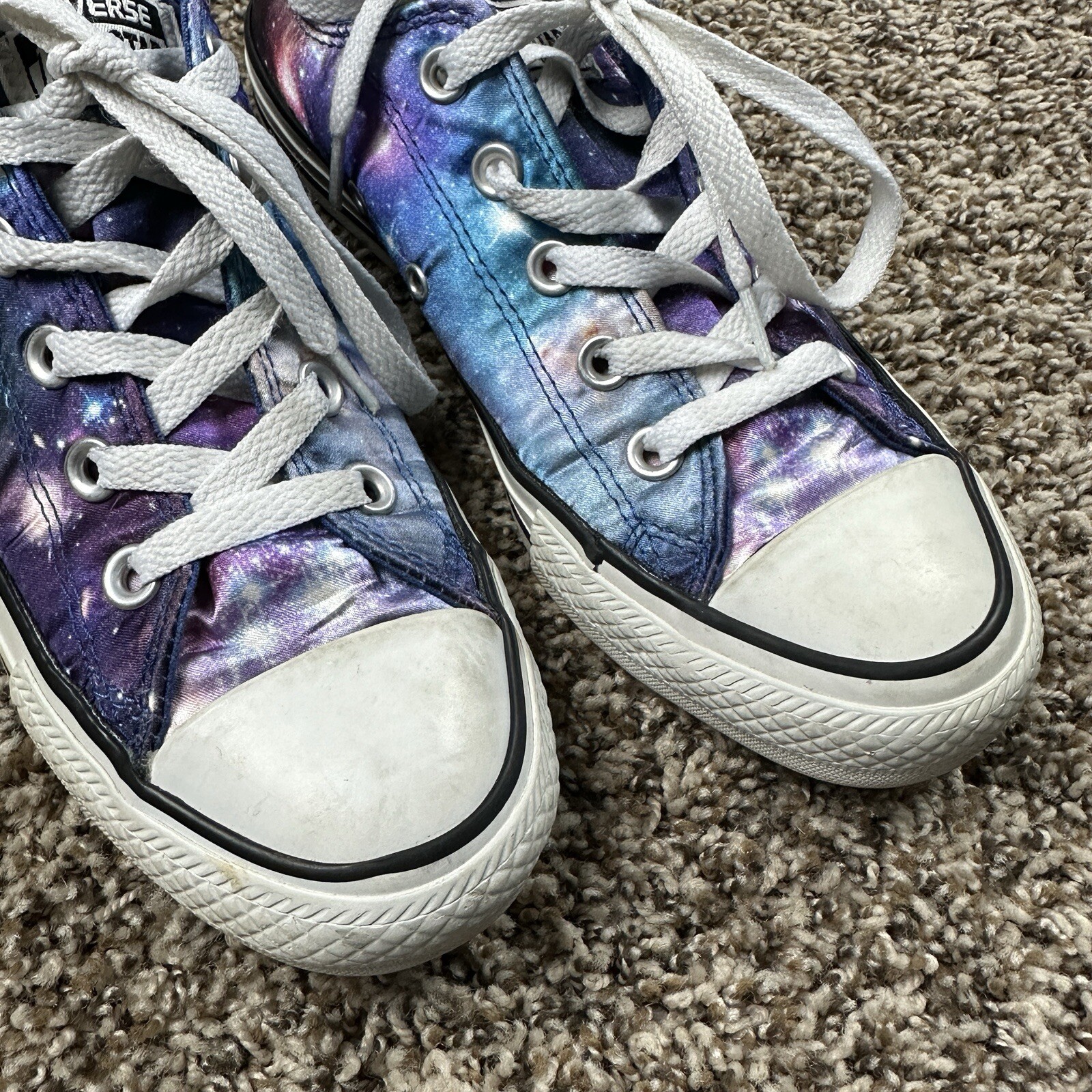 Converse All Star Low Top Satin Galaxy Womens (6) Mens (4) Purple Blue Sneaker