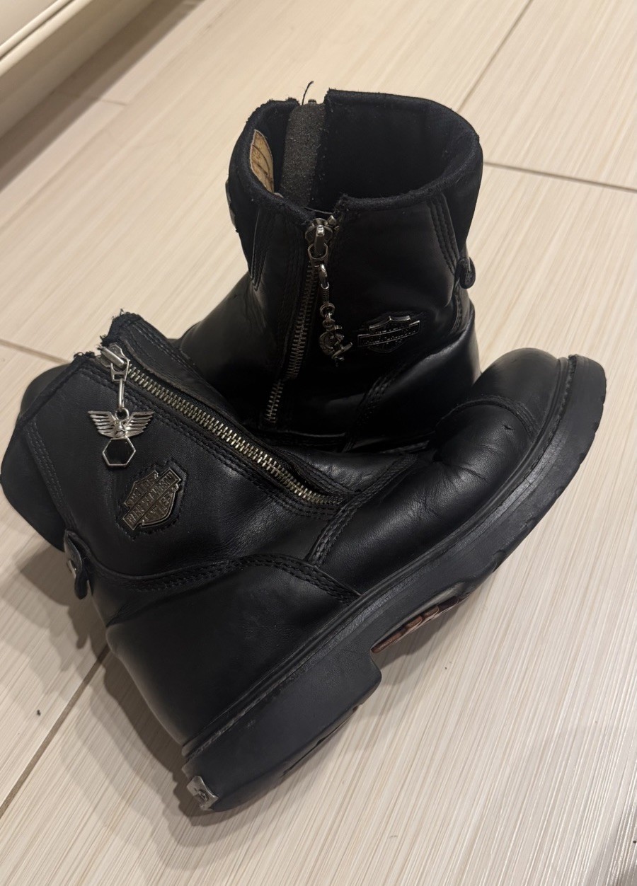 Vintage Harley Davidson Size 8.5 Womens Black Side Zip Ankle Biker Boot-See Pics