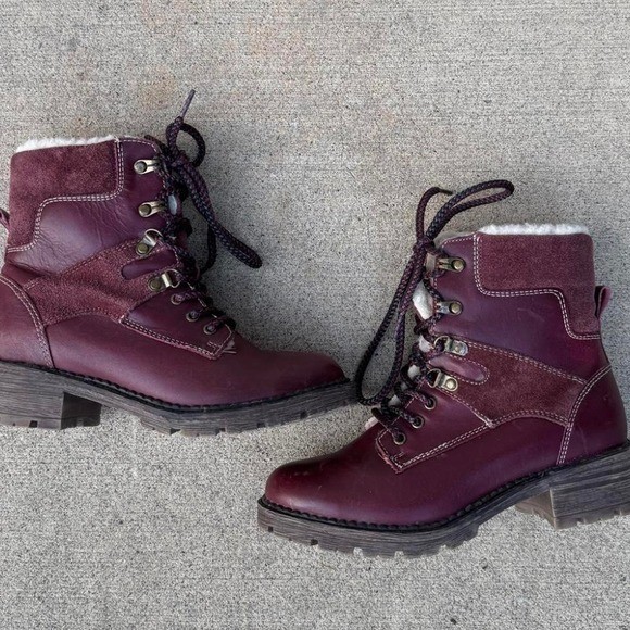 COLLÈGE «OXBLOOD» LEATHER & SUEDE BOOTS