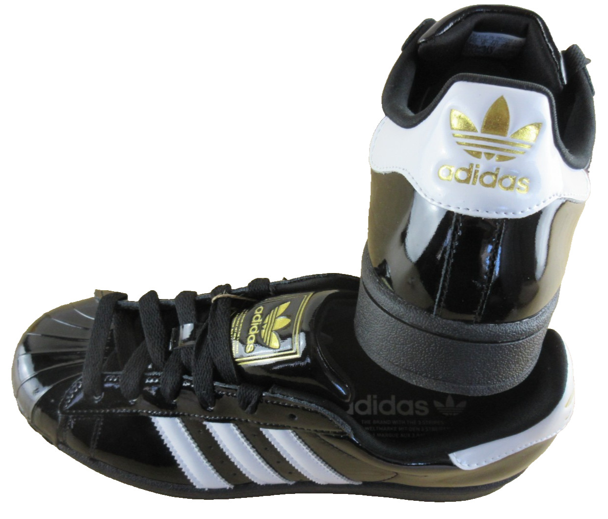 Adidas Women’s Superstar II Sneakers Core Black White Gold Size 7.5 NIB JS4009