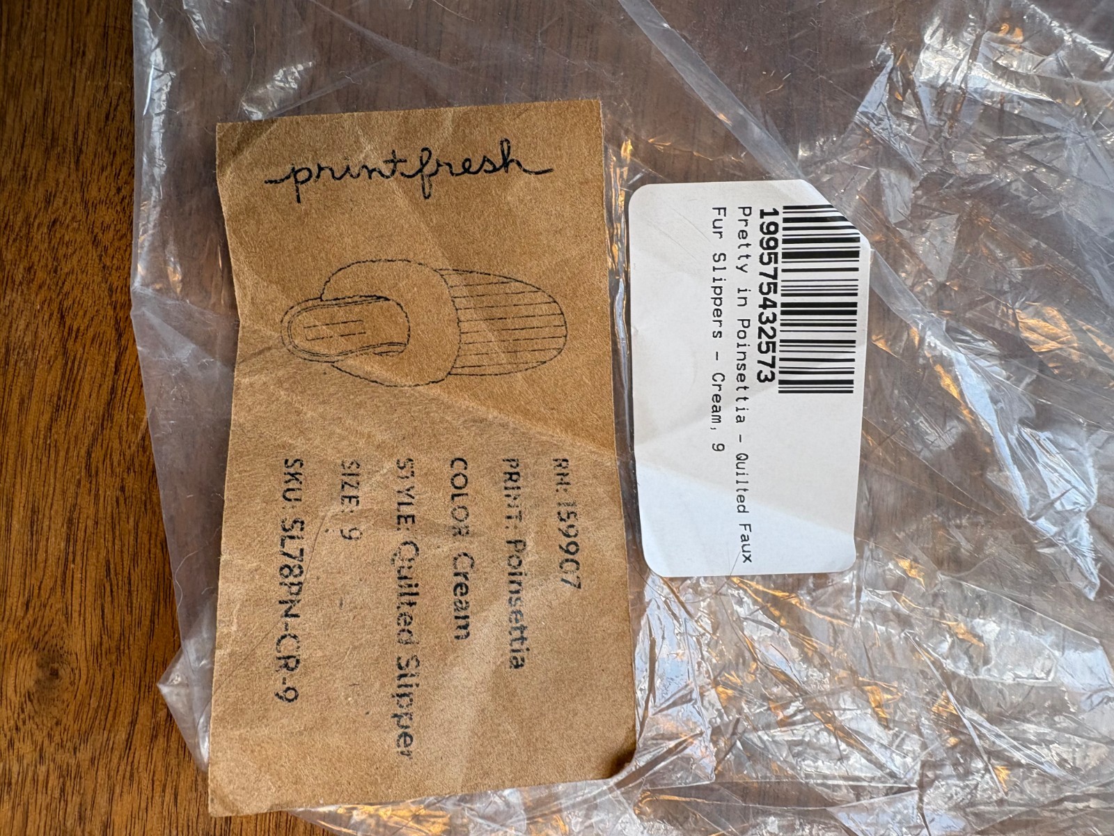 NIB NWT Printfresh Pretty in Poinsettia slipper faux fur