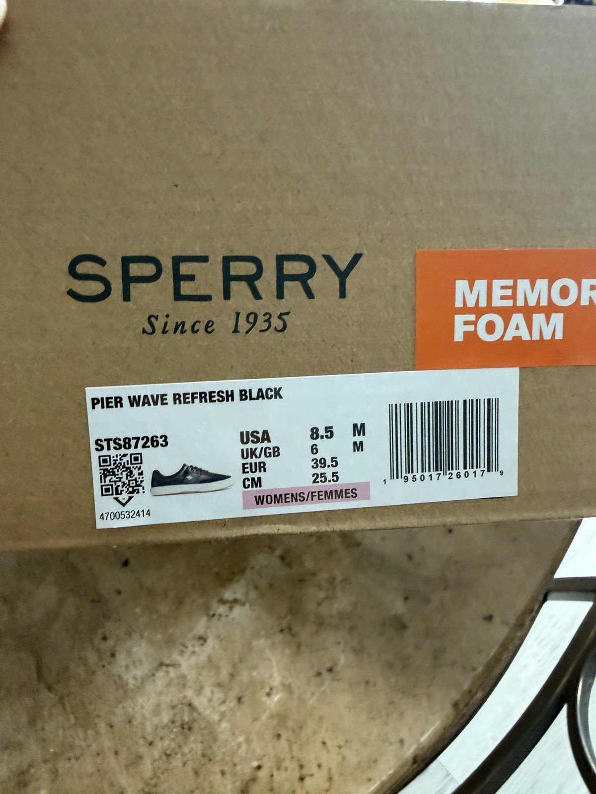 Sperry Pier Wave Black Memory Foam Lace Up Low Top Women’s Sneakers STS87263