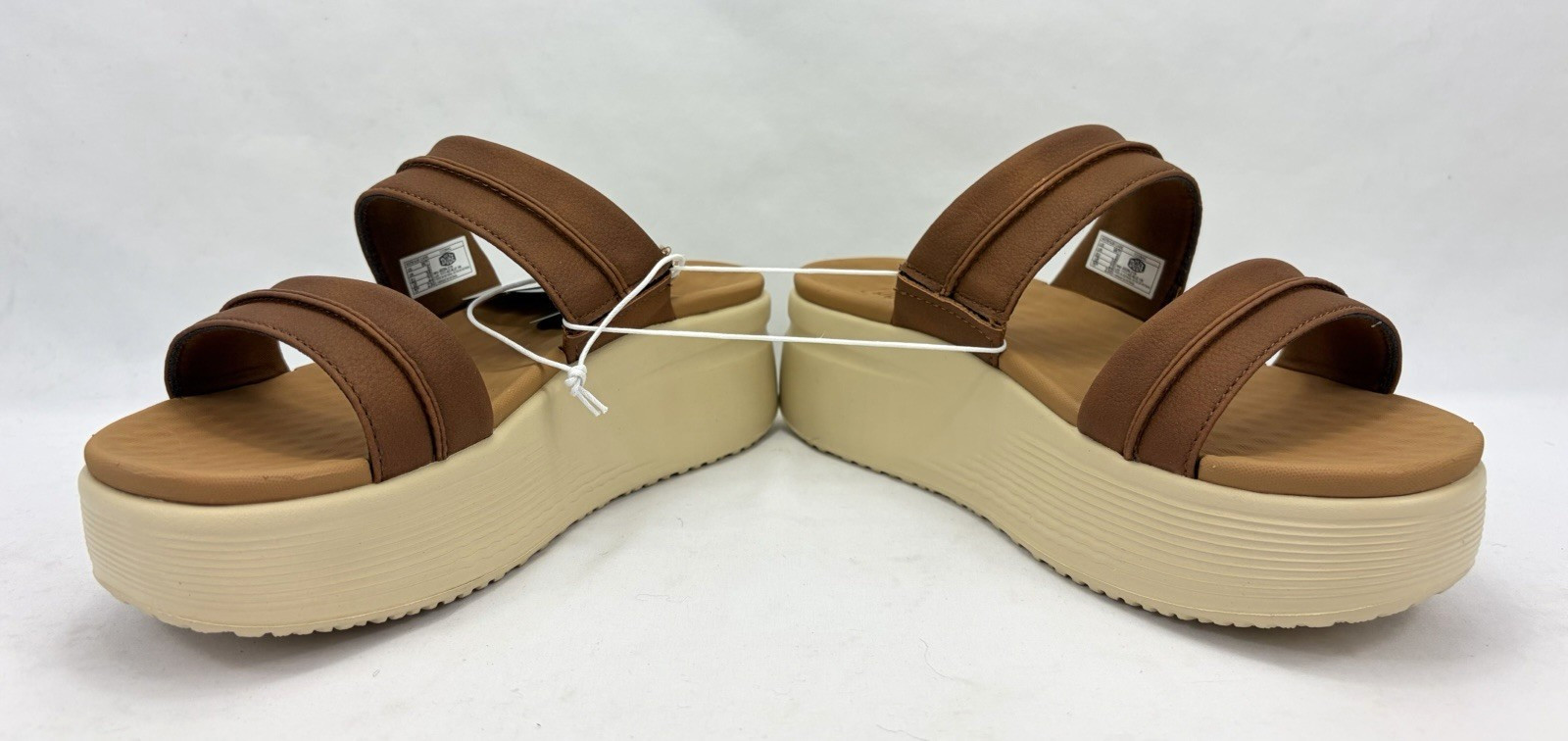 Hey Dude Austin Slide Classic Platform Slip-On Sandals Cognac Brown Women 7 NIB