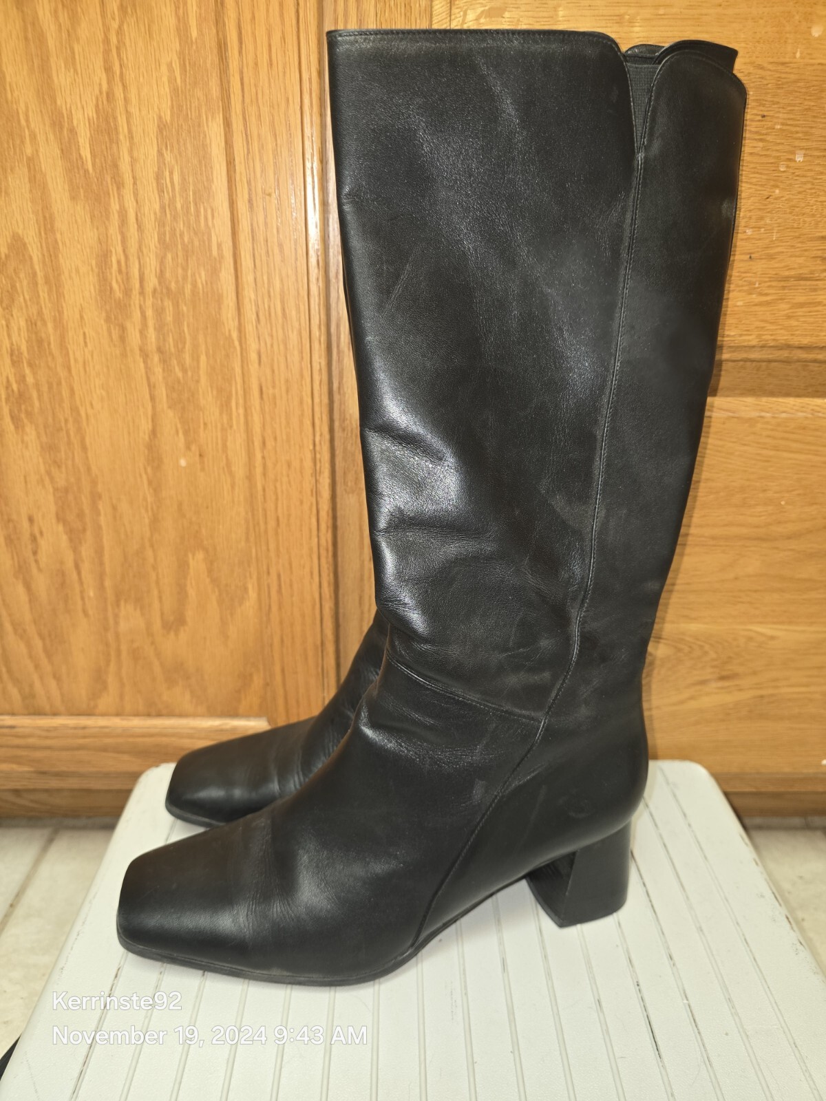 Naturalizer Vander Womens Heeled Long Boots Black Leather Size 10W With Box