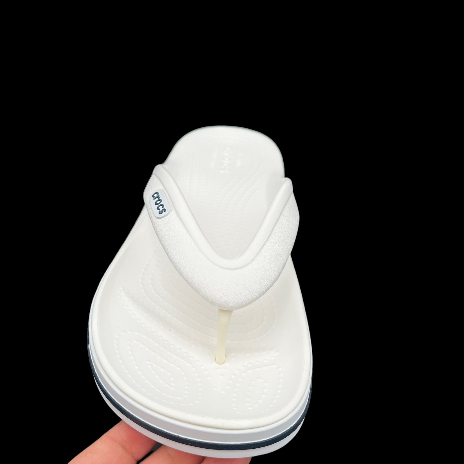 Crocs Bayaband Womens Flip Flop Sandals Size 9 White Navy Blue Water Friendly