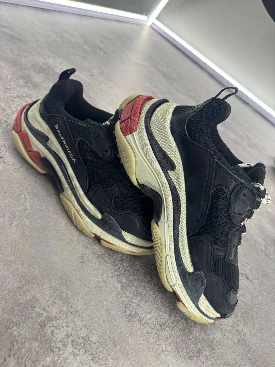 Balenciaga Triple S Black Red Chunky Sneakers Shoes EU 39 Made In Italy
