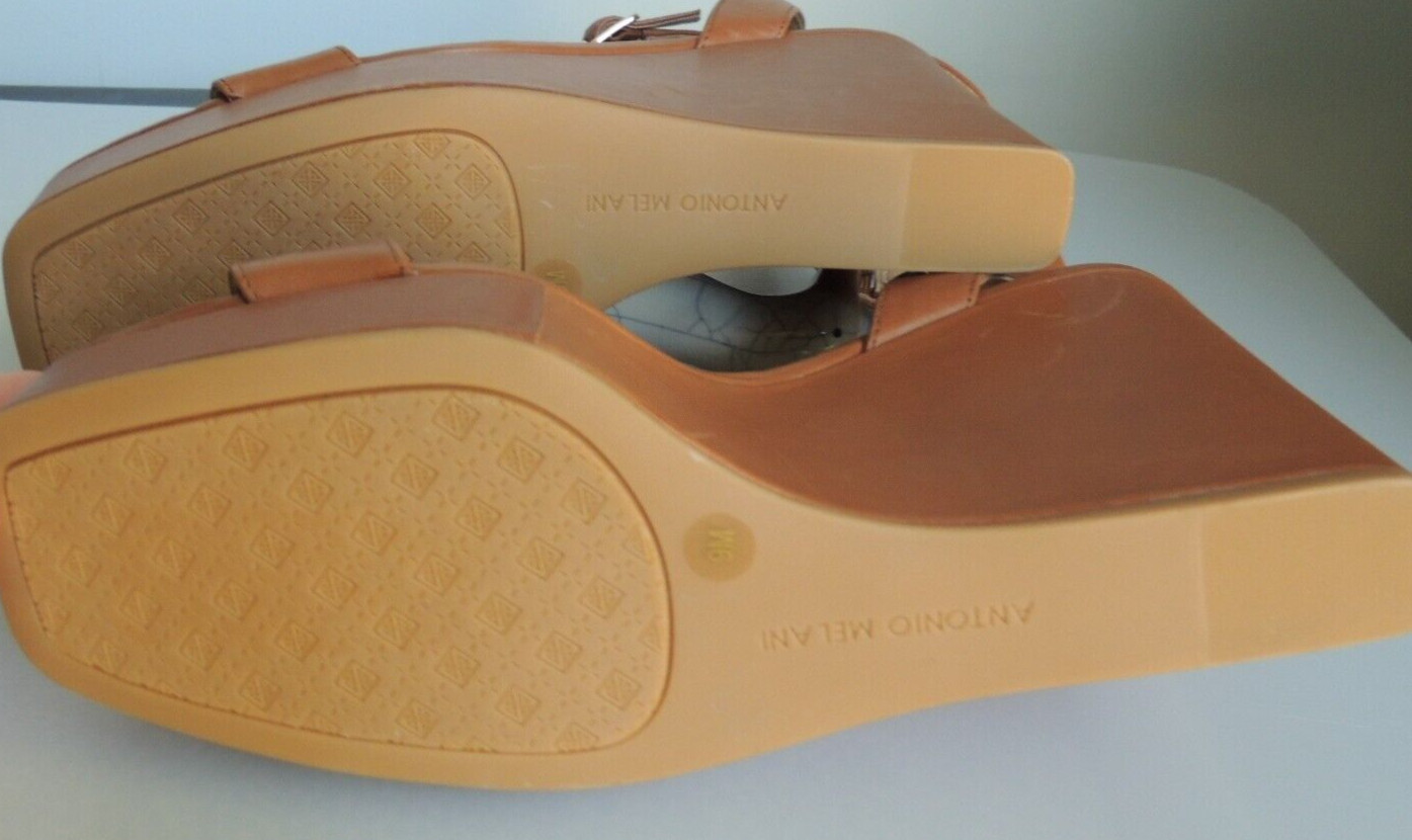 ANTONIO MELANI Wedge Platform Leather Sandal NWOB SZ 9 Light Brown GREAT PRICE!