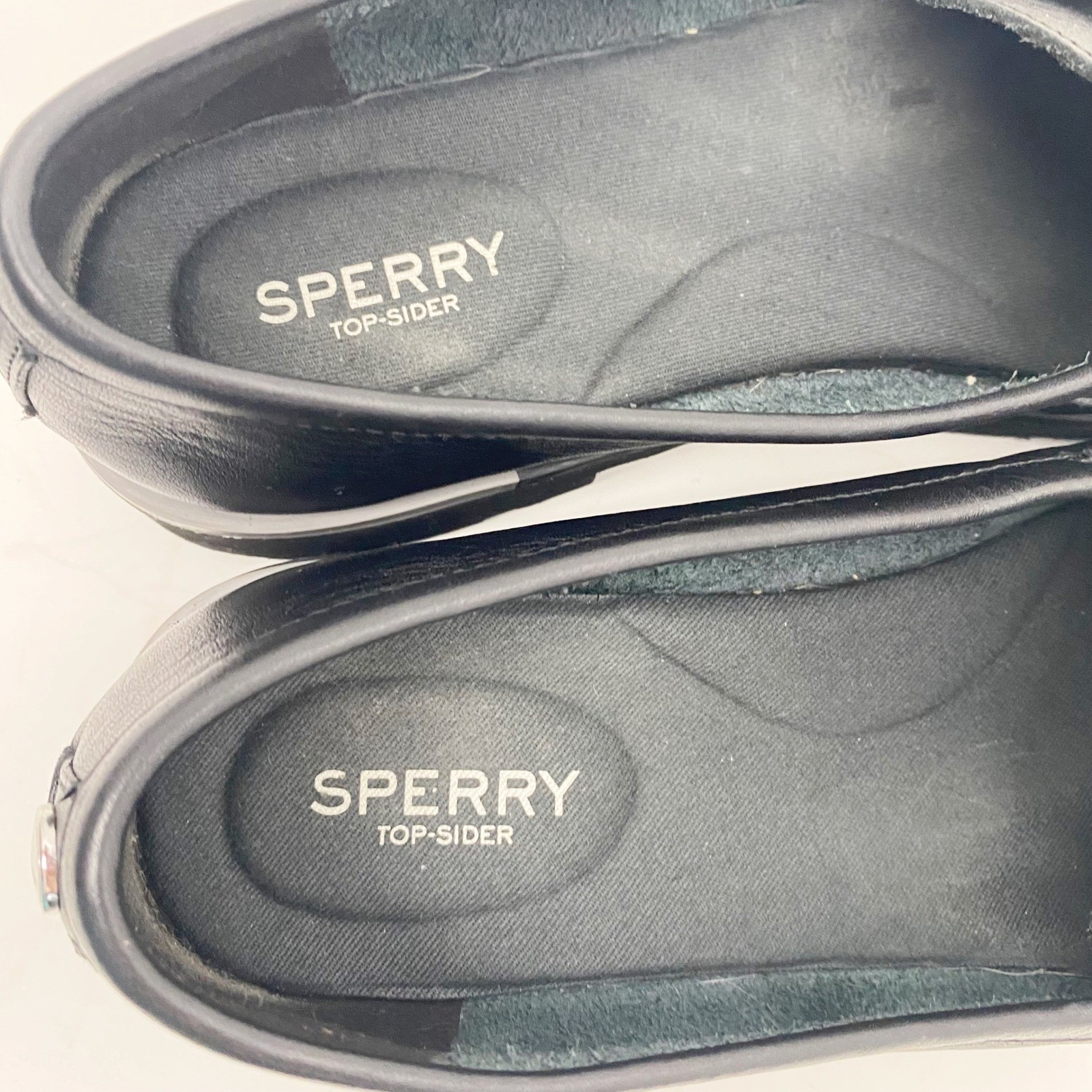 Sperry Black Leather Platform Crepe Sole Penny Loafers Womens 11M Lightweight