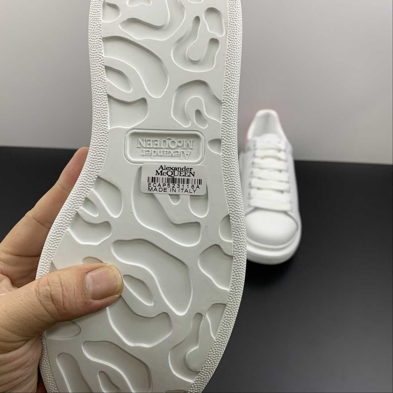 Alexander McQueen Oversized Sneaker White Pink Croc Heel Leather Platform Casual