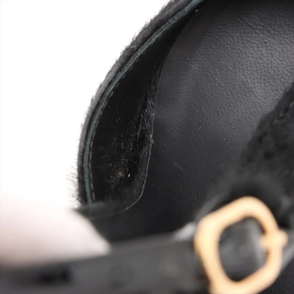 Chanel Coco Mark Chain Cowhide x Patent Leather Strap Pumps 38 Ladies’ Black Mar