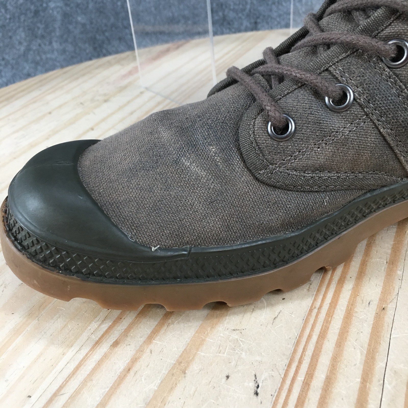 Palladium Pallabrouse Wax Boots Mens 7 Womens 8.5 Hiking Lace Up Canvas Gray