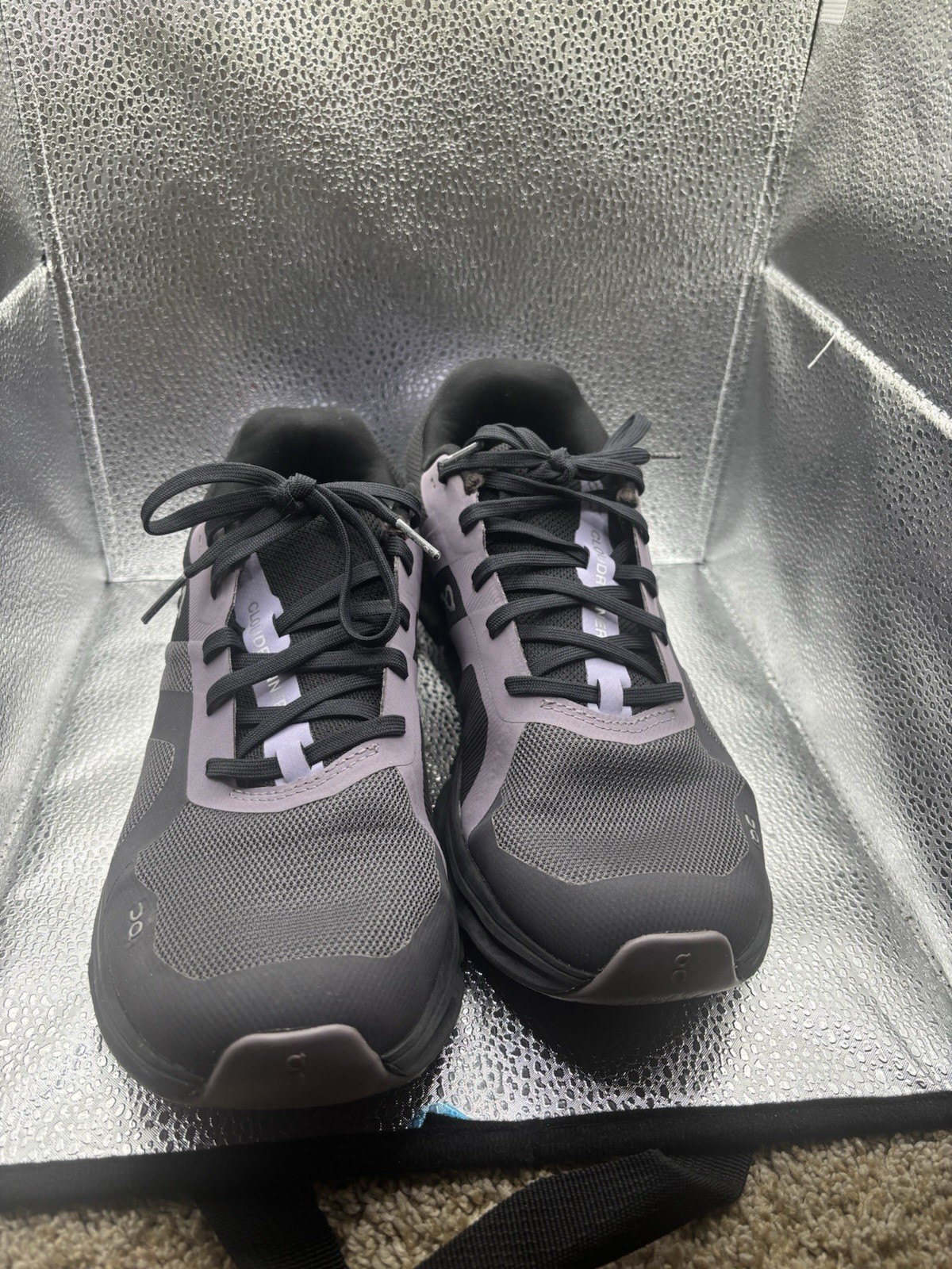 On Cloudrunner Shoes Women 8.5 US Gray Black Purple Running CloudTec Support