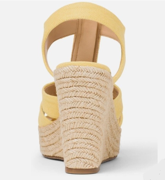 Michael Kors BERKLEY Wedge Sandal Buttercup Yellow Canvas Zipper 7.5 M NEW