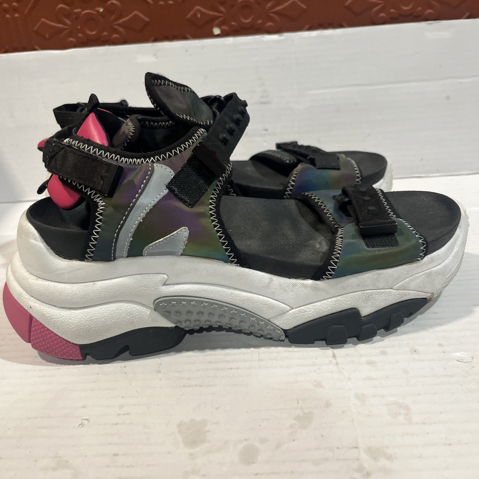 Ash Adapt Sandal Black Rainbow Platform Thick Soles Woman US Size 9 UK 40