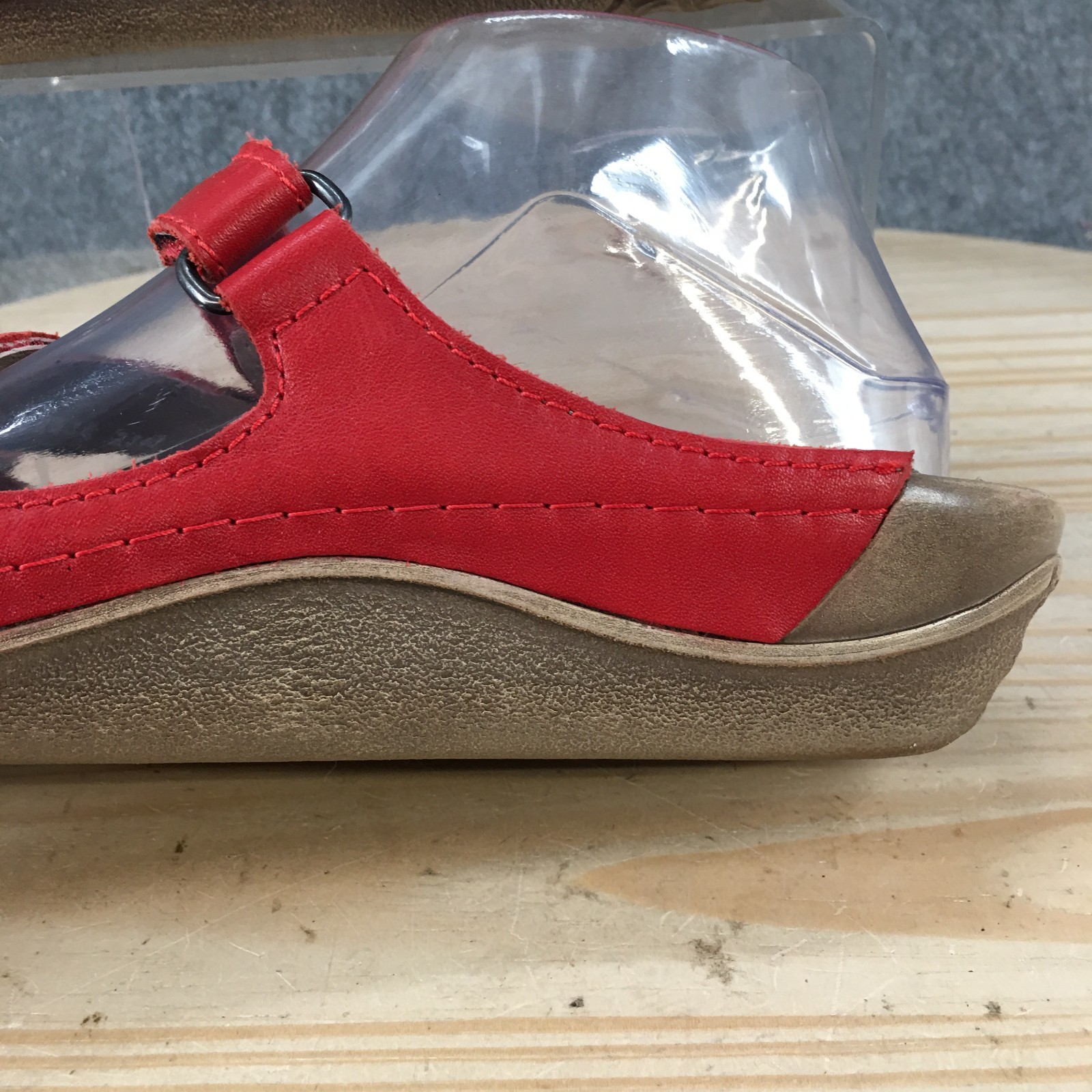 Wolky Jasper Sandals Womens 40 Casual Slip Slide Z-Strap Adjustable Red Leather