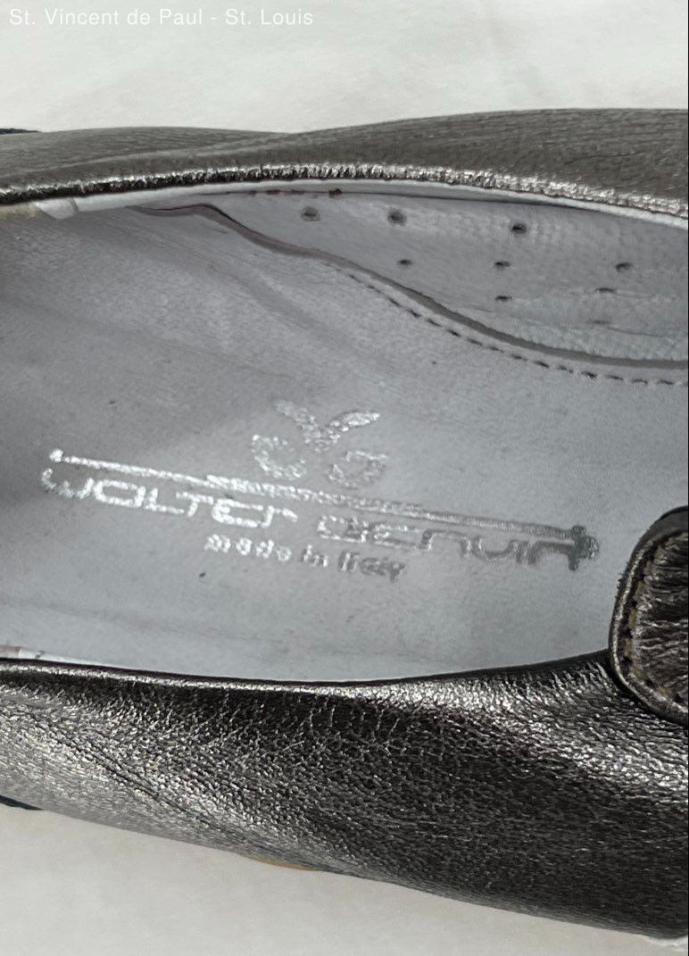 Walter Genuin Women Golf Shoes 367 Metallic Gray White Leather Slip-On 5.5