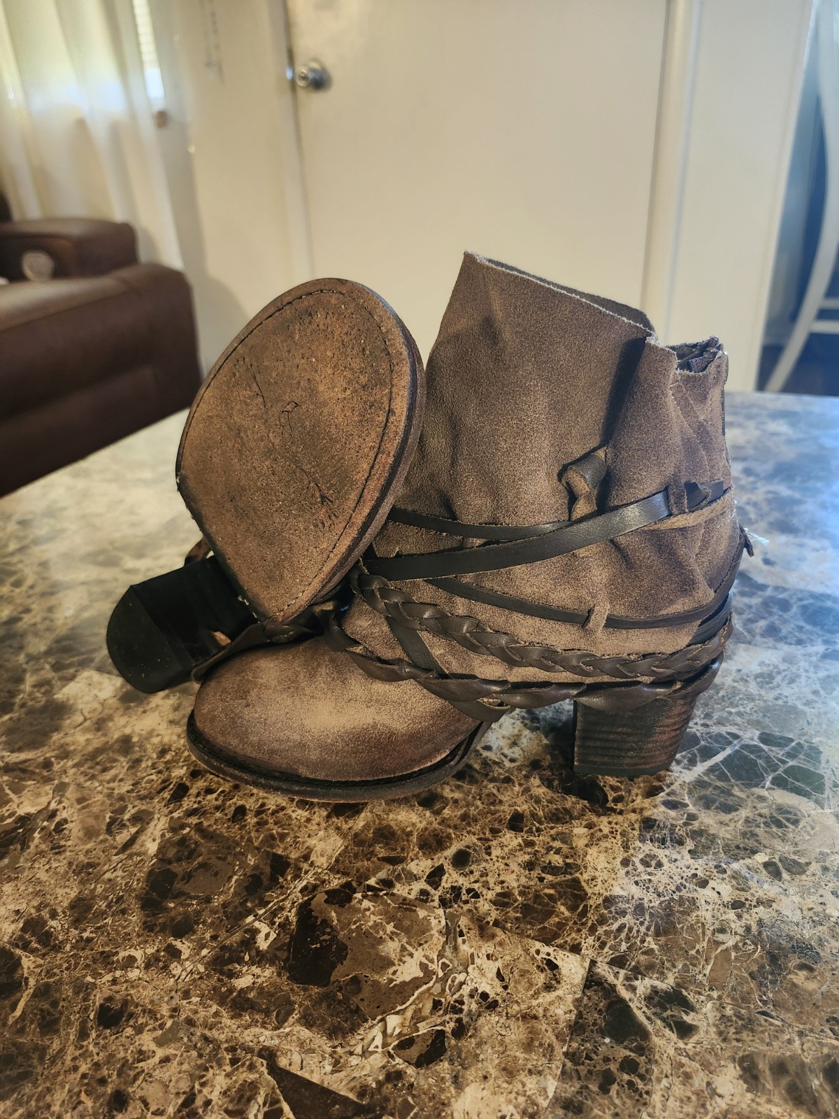 Freebird by Steven Cairo Boots Womens 9 Brownish Gray Suede Leather Boho Western