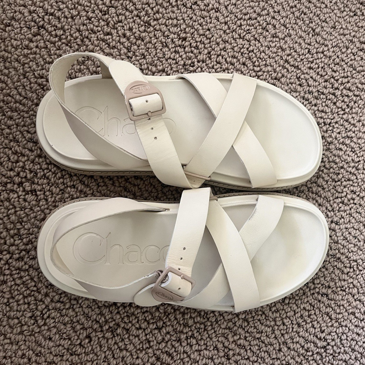 Chaco Women’s Leather Strappy Buckle Sandals Beige US 8 EU 39 UK 6