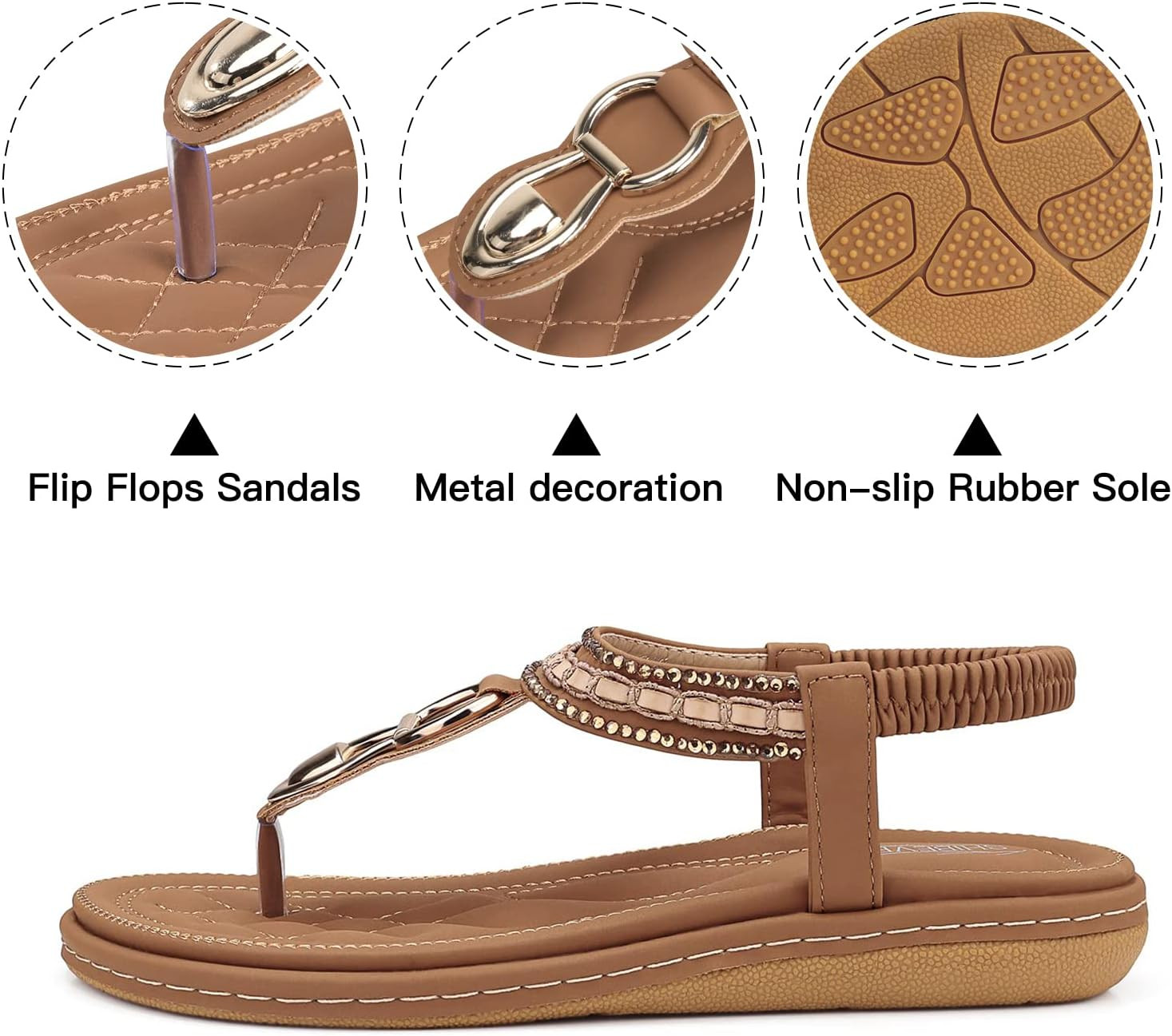 Womens Sandals Dressy Summer: Women Comfortable Walking Flat Bohemian T-Strap La