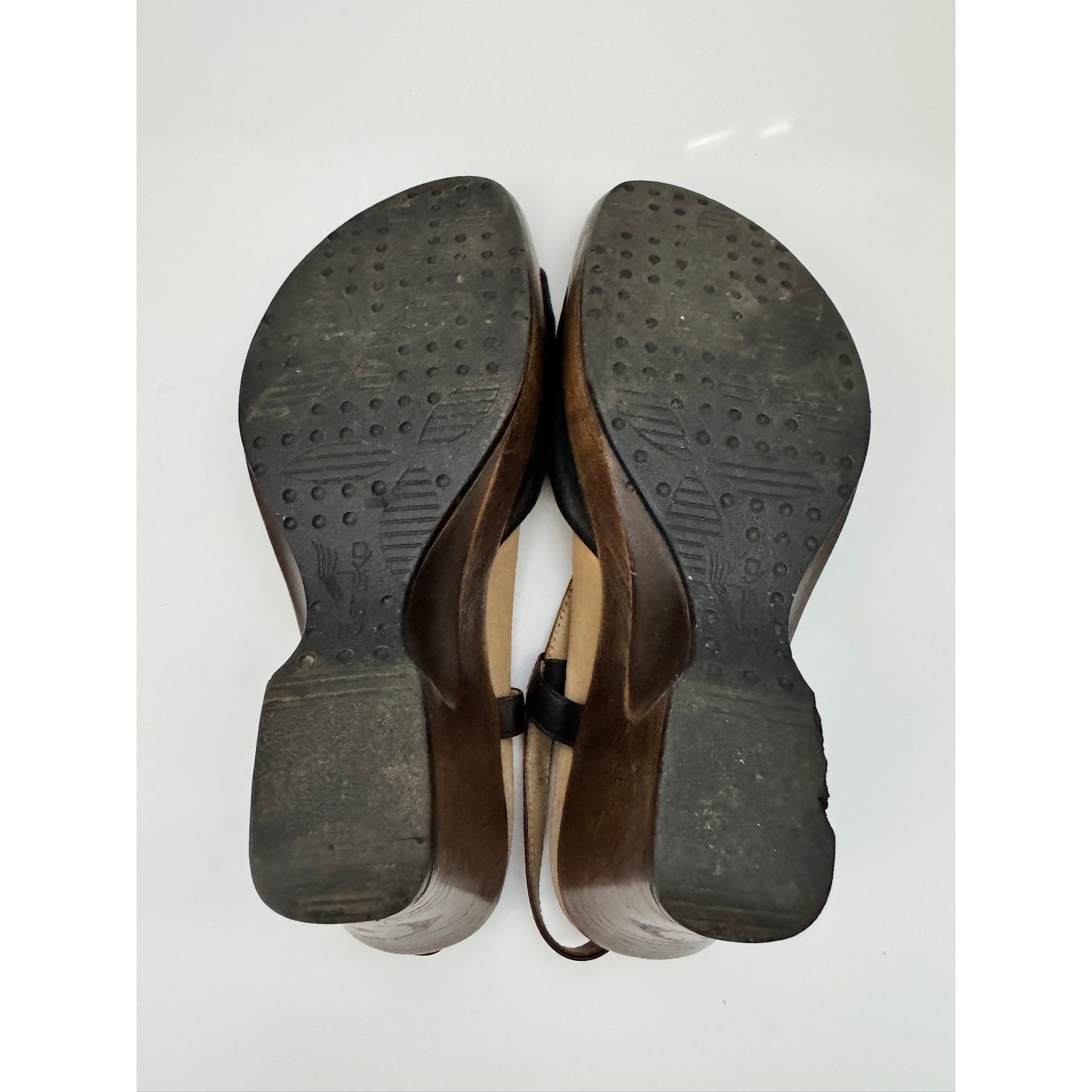 DANSKO Wedge Sandals Women US 6 Black Leather Comfort Slingback