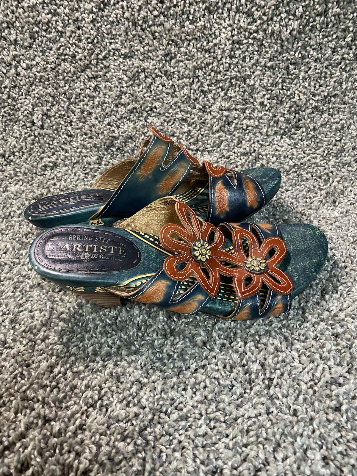 *Vintage* L’Artiste By Spring Step Carlina Leather Slides *Western Core*