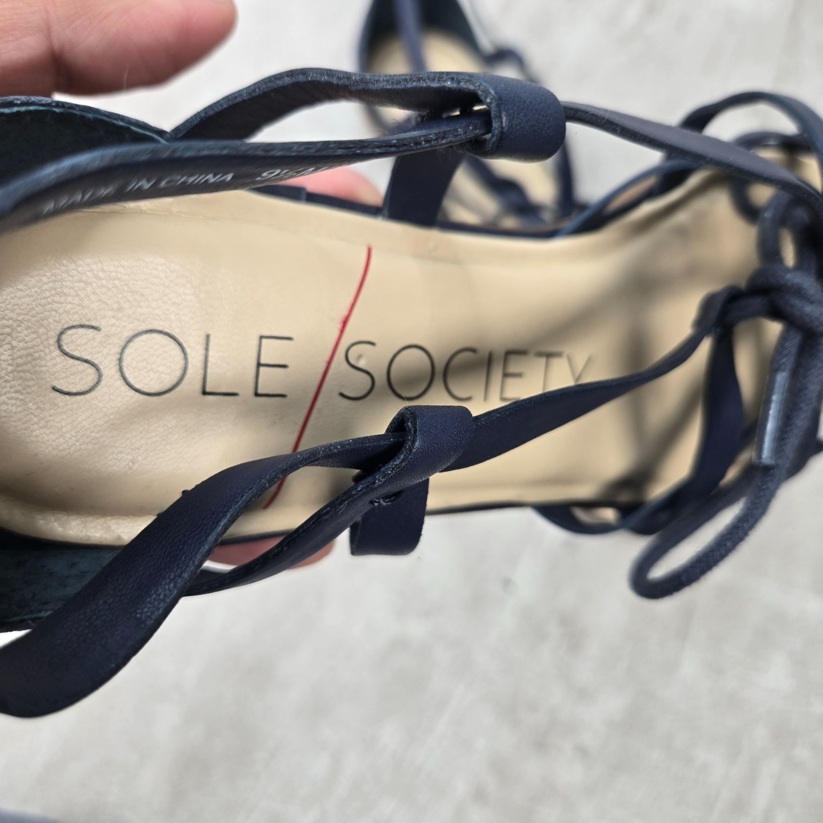 Sole Society Flat Gladiator Sandals Sz 9.5 Blue Leather Casual Bohemian Strappy