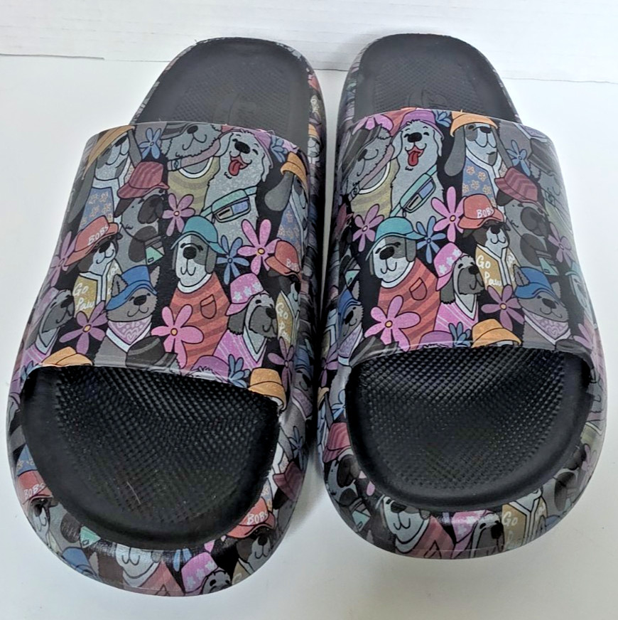 Skechers Bobs Dogs in Hats Arch Fit Horizon Foamies Womans Sandal Slide Sz 8 NEW