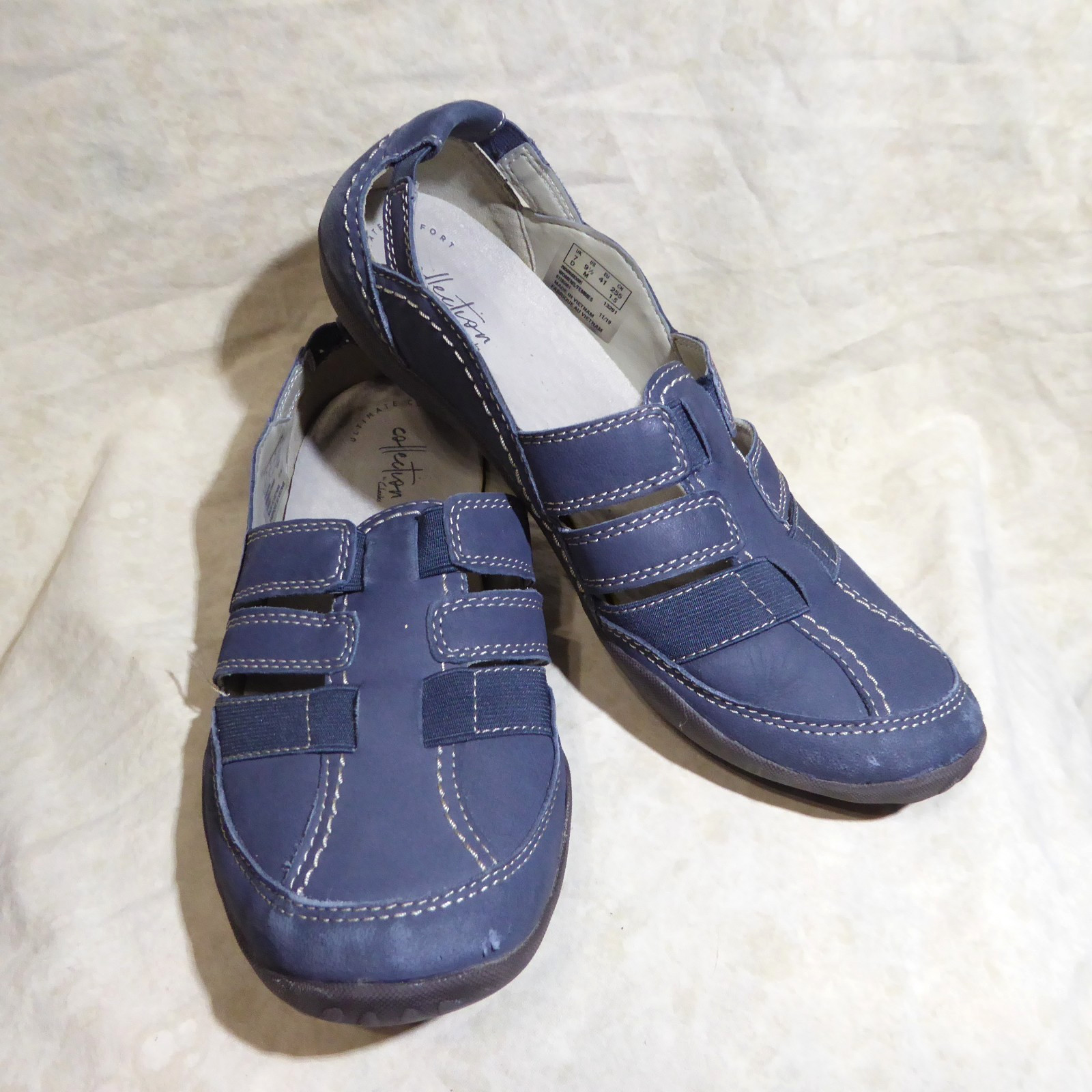 🥿 Clarks Strappy Mary Janes 9.5 M Sky Blue Leather; Stitched Details