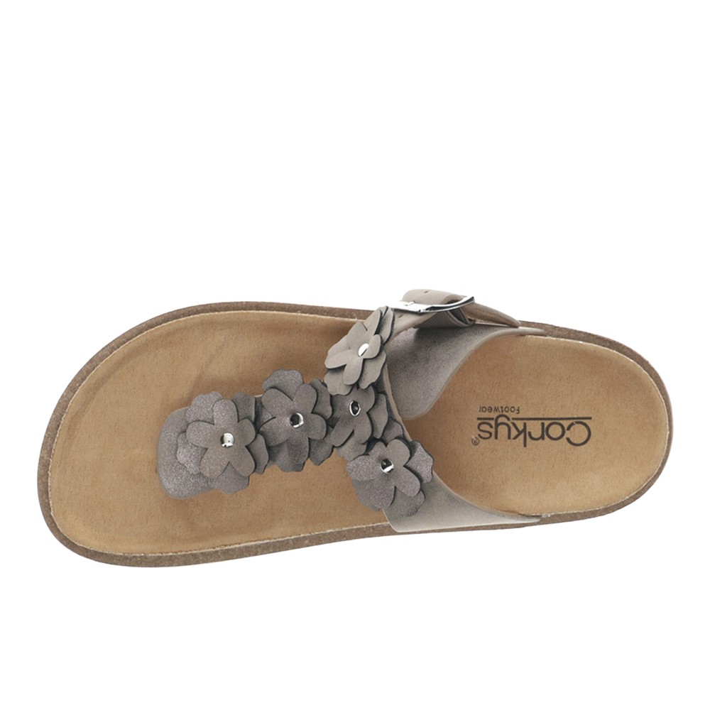 Corkys Bless Her Heart Footbed Womens Beige, Grey Casual Sandals 41-0498-PWME