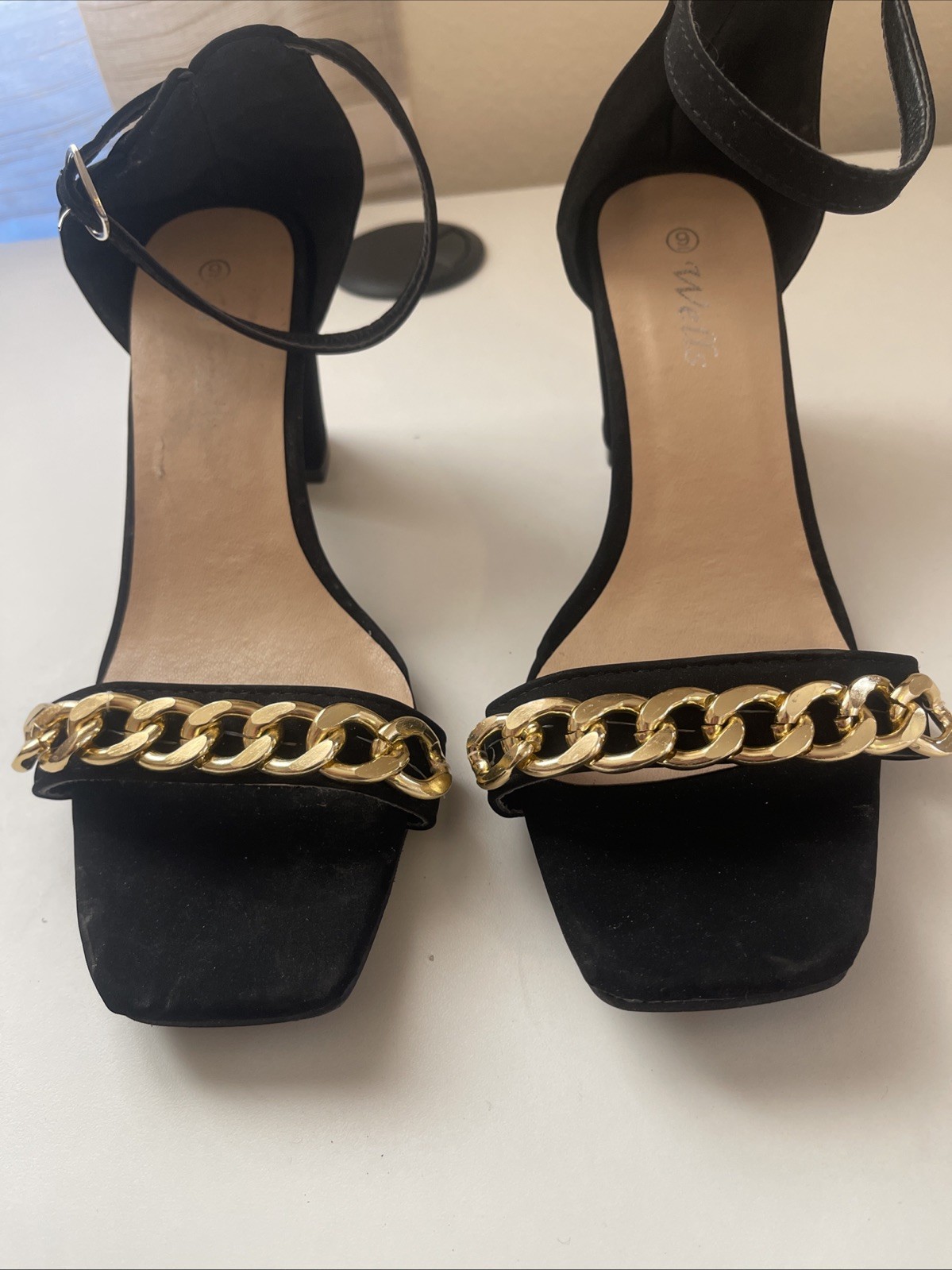 Wells Black Heel Sandals Size 9