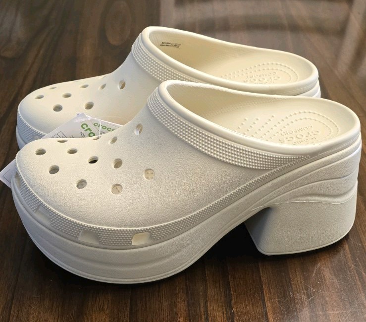 Crocs Siren Heeled Clog Bone Mules Size Womens 11 Mens 9 Platform Heel Sandals