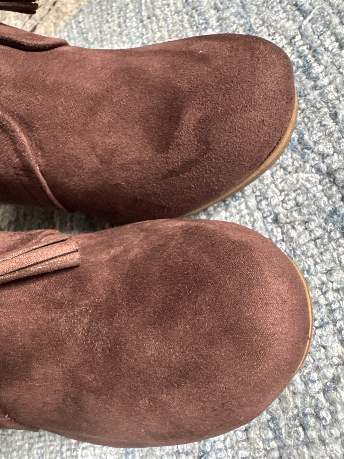 Dr Scholls Wedge Booties Womens 7.5 M Dakota Ankle Wedge Boots Brown Faux Suede